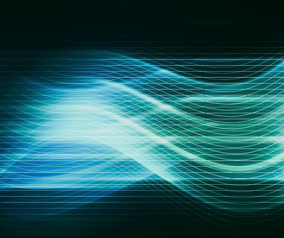 A graphic representation of sound waves, which are used in extracorporeal shockwave therapy.